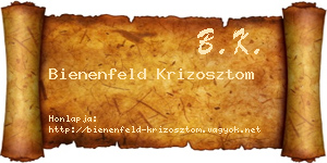 Bienenfeld Krizosztom névjegykártya